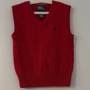 Polo by Ralph Lauren Red Cable Knit Vest